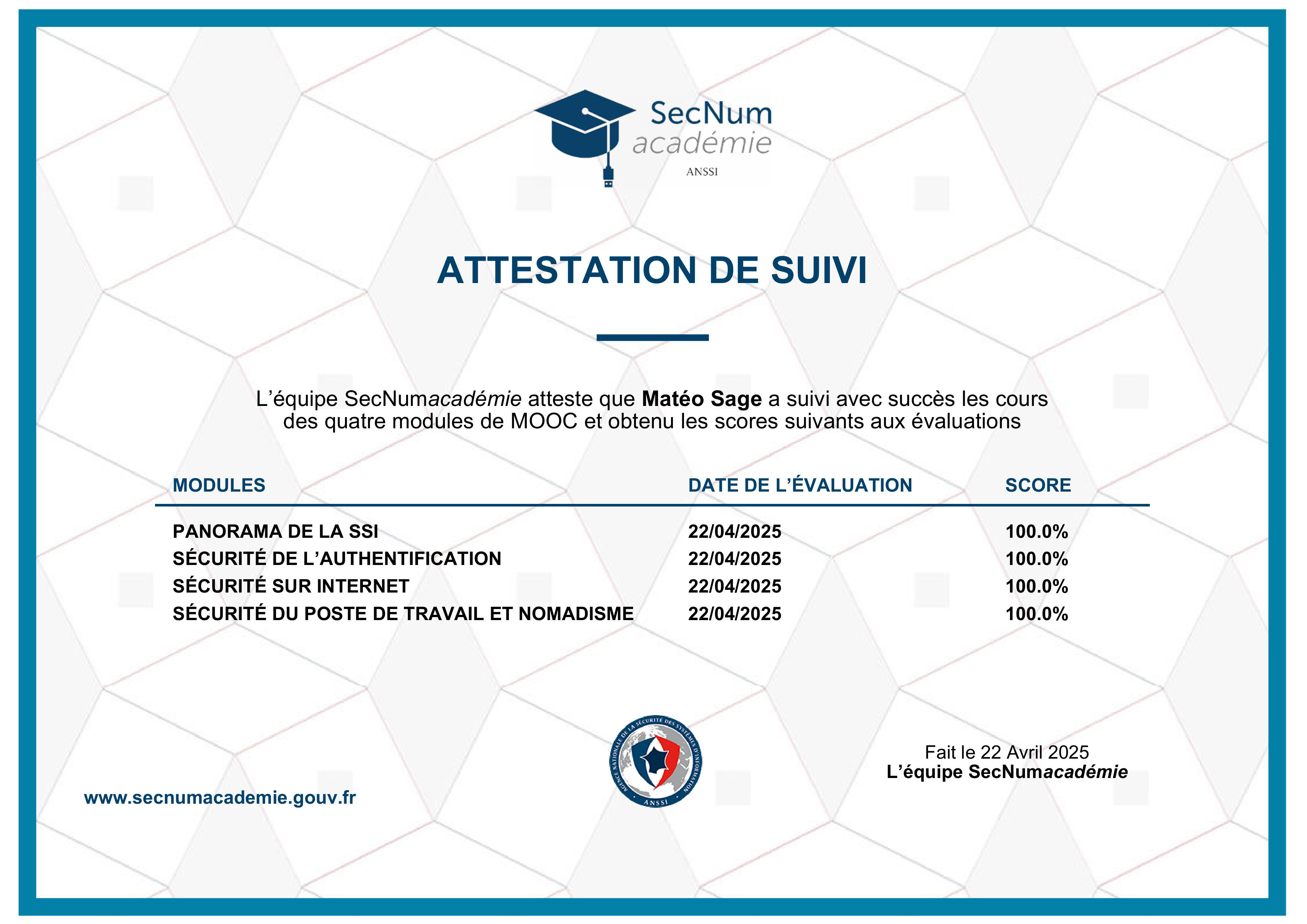 Certification SecNum